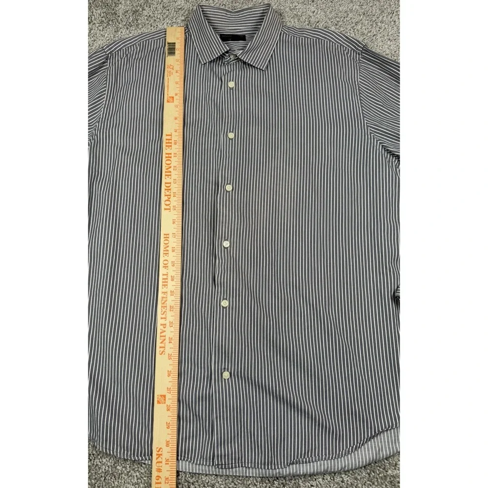 Banana Republic Factory Original Fit Mens Button Up Shirt Gray Stripe XL 17 17.5